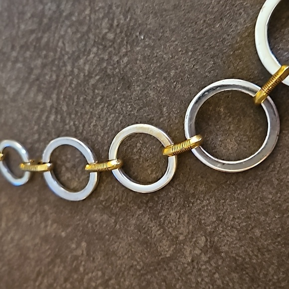 VTG 1990s Lauren Ralph Lauren Circle Link Two-tone Mixed Metal Chain Necklace - Picture 4 of 7